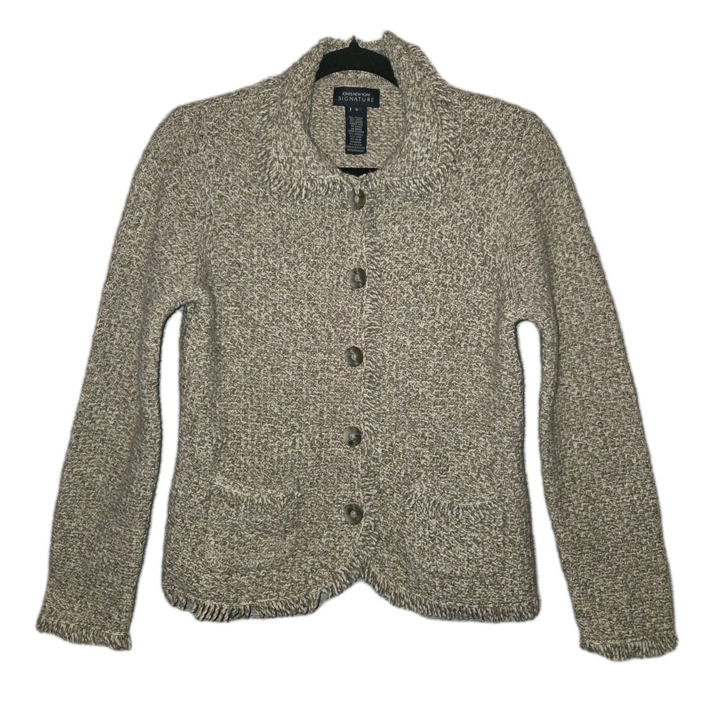 Jones New York Signature Sweater Cardigan Wool Angora Blend Women's Size Small